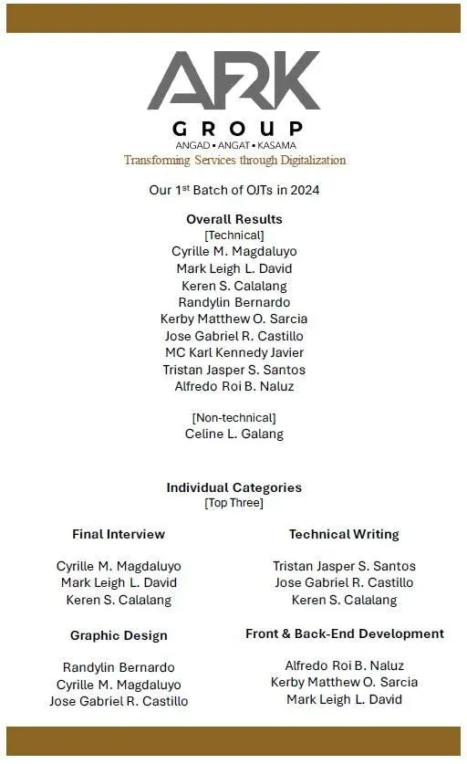 First OJT Recruitment Process This Year