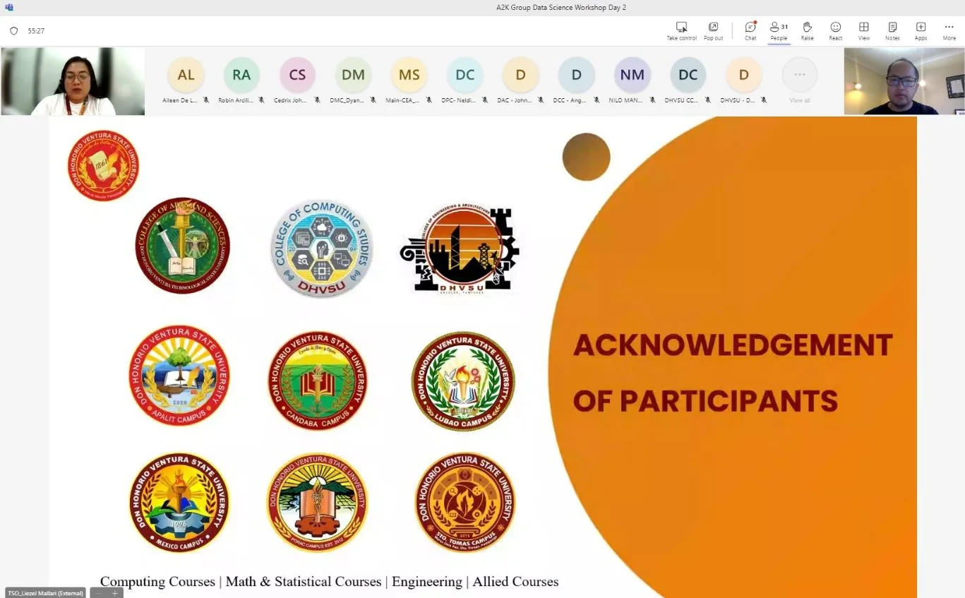 Appreciation for Leading 5-Day Data Science Workshop at Don Honorio Ventura State University