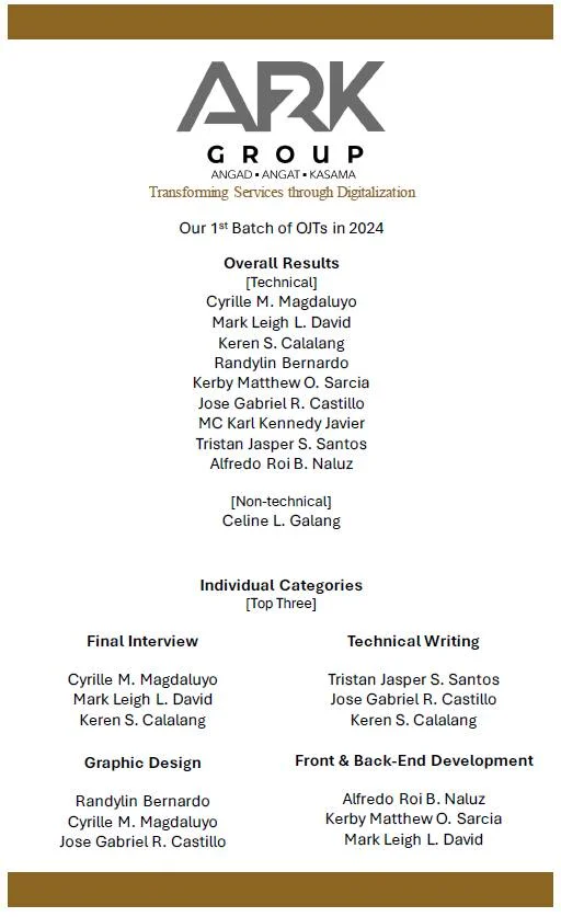 First OJT Recruitment Process This Year